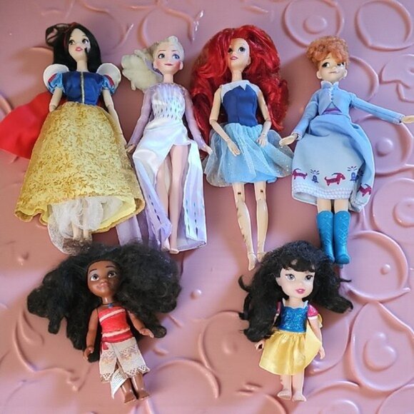 6 Disney Princess Doll Collection dressed Barbie Size - Picture 1 of 14